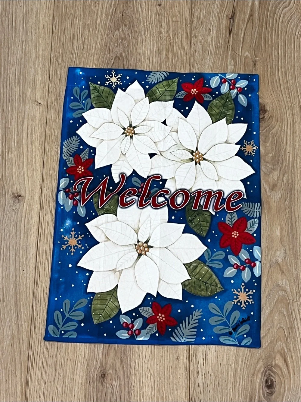 12x18” Poinsettia Welcome Garden Flag Cottage Core Christmas Holiday Decor